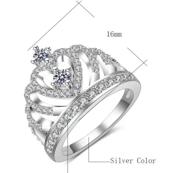 NEW 925 STERLING SILVER CROWN DIAMOND RING, CUTE RING, SHINY RING. - Picture 5 of 5